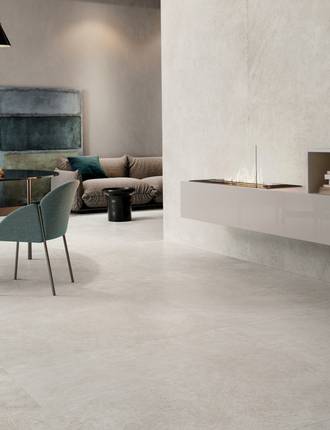 Indoor tiles in concrete-effect stoneware H.24