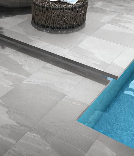 Stone effect tiles for outdoors